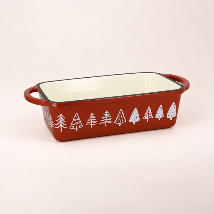 Plat à four 39,5x23,5cm en fonte avec décor crème  MONTAGNE