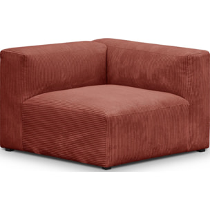 Canapé d'angle à gauche modulable 4 places en velours côtelé + pouf - MODULO