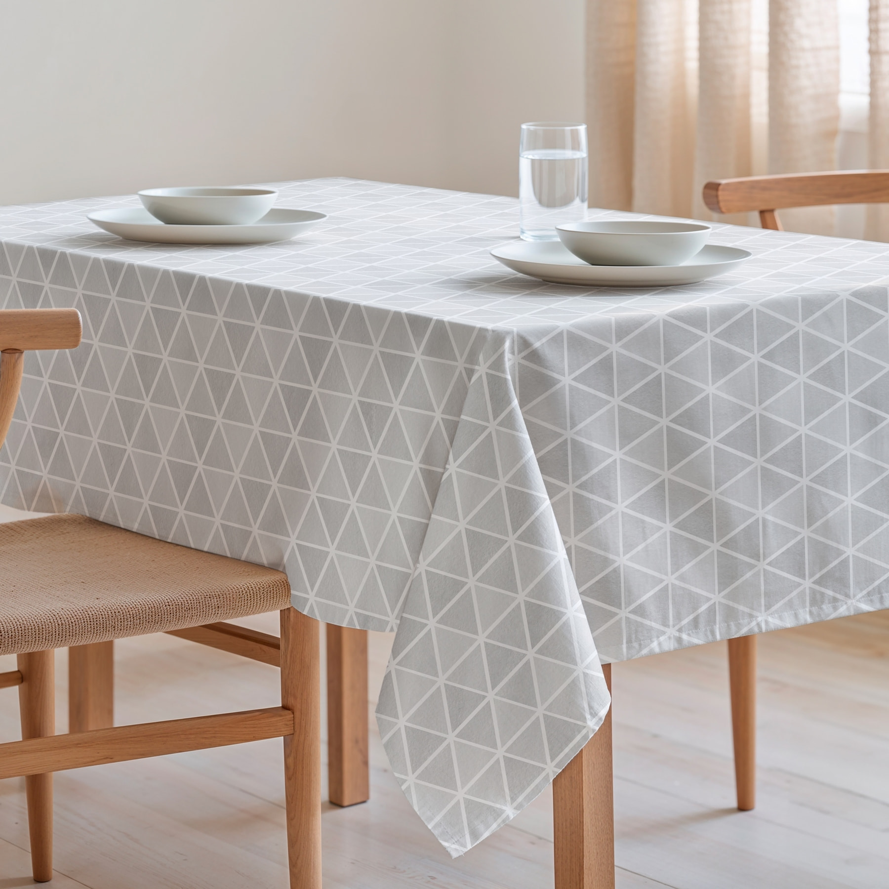 Nappe imprimée anti-tâches AGNES GRIS