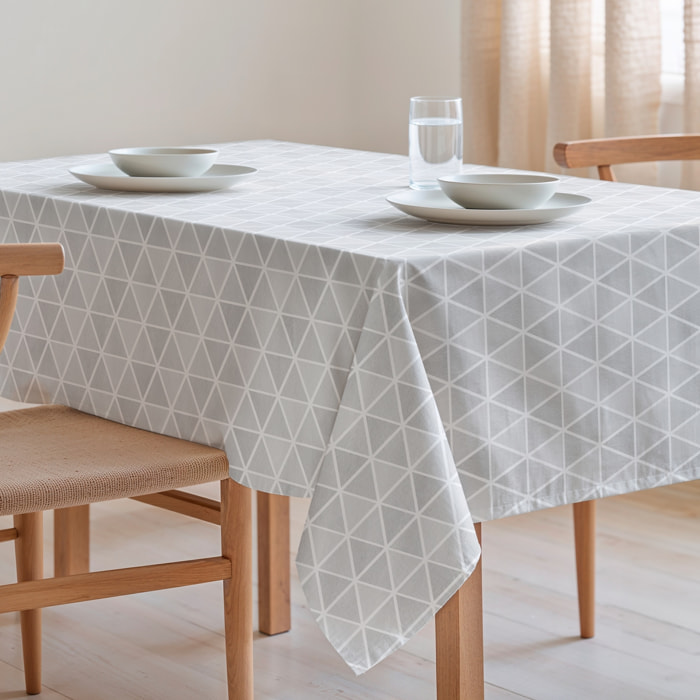 Nappe imprimée anti-tâches AGNES GRIS