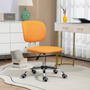 Silla de Oficina sin Brazos Silla de Escritorio Giratoria Tapizado de Tela con Altura Ajustable Estilo Moderno Carga 120 kg 48x53x80-90 cm Naranja