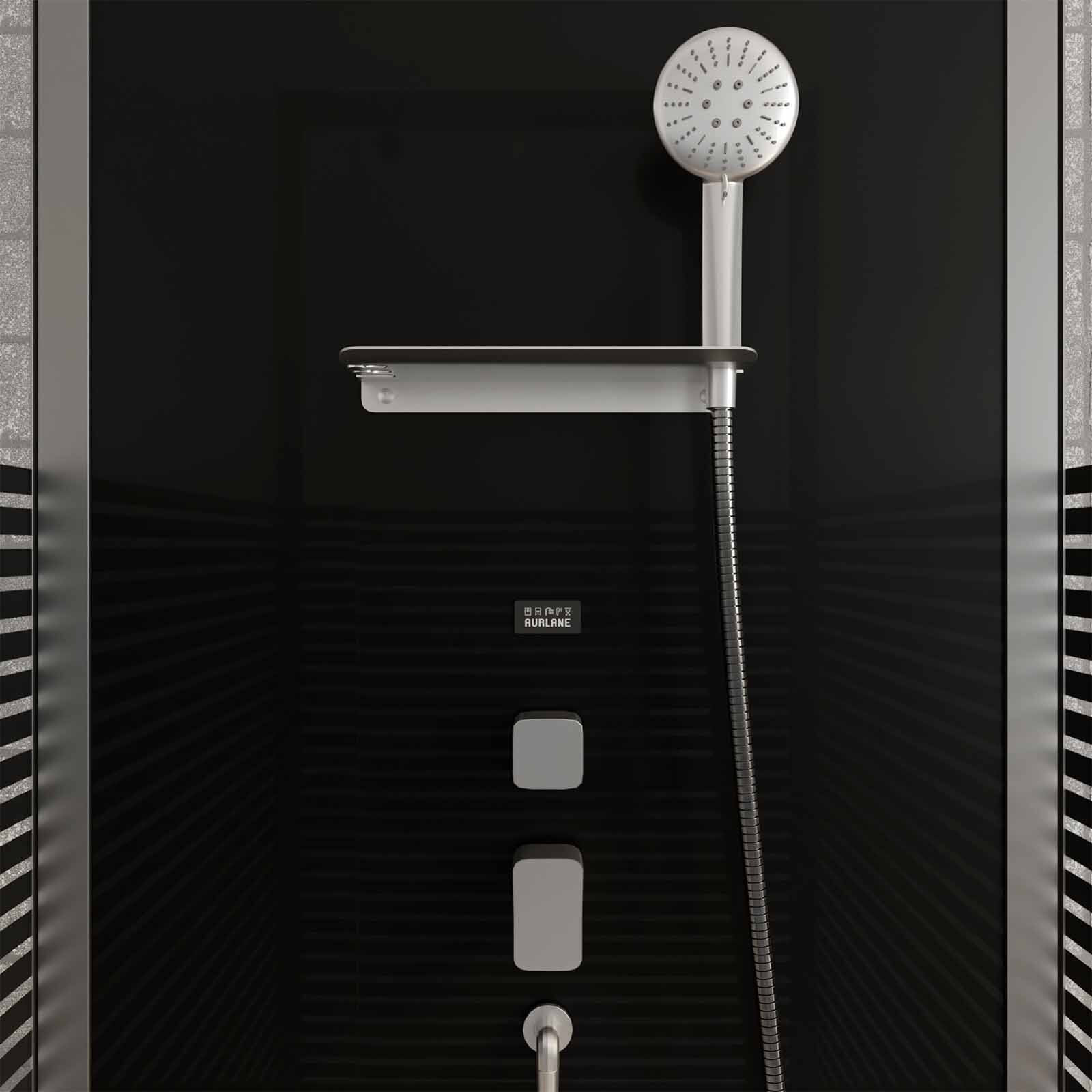 Cabine de douche rectangle 110x80x215cm - Portes pivotantes - Lignes grises anthracites - SCRATCHY 2