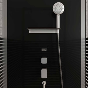 Cabine de douche rectangle 110x80x215cm - Portes pivotantes - Lignes grises anthracites - SCRATCHY 2