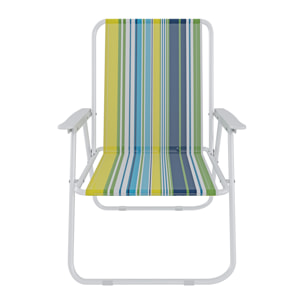 Sedia Pieghevole Da Spiaggia Campeggio Camping Leggera E Resistente In Metallo In Tessuto Oxford 600D Con Braccioli Seggiola Verde Azzurro Giallo
