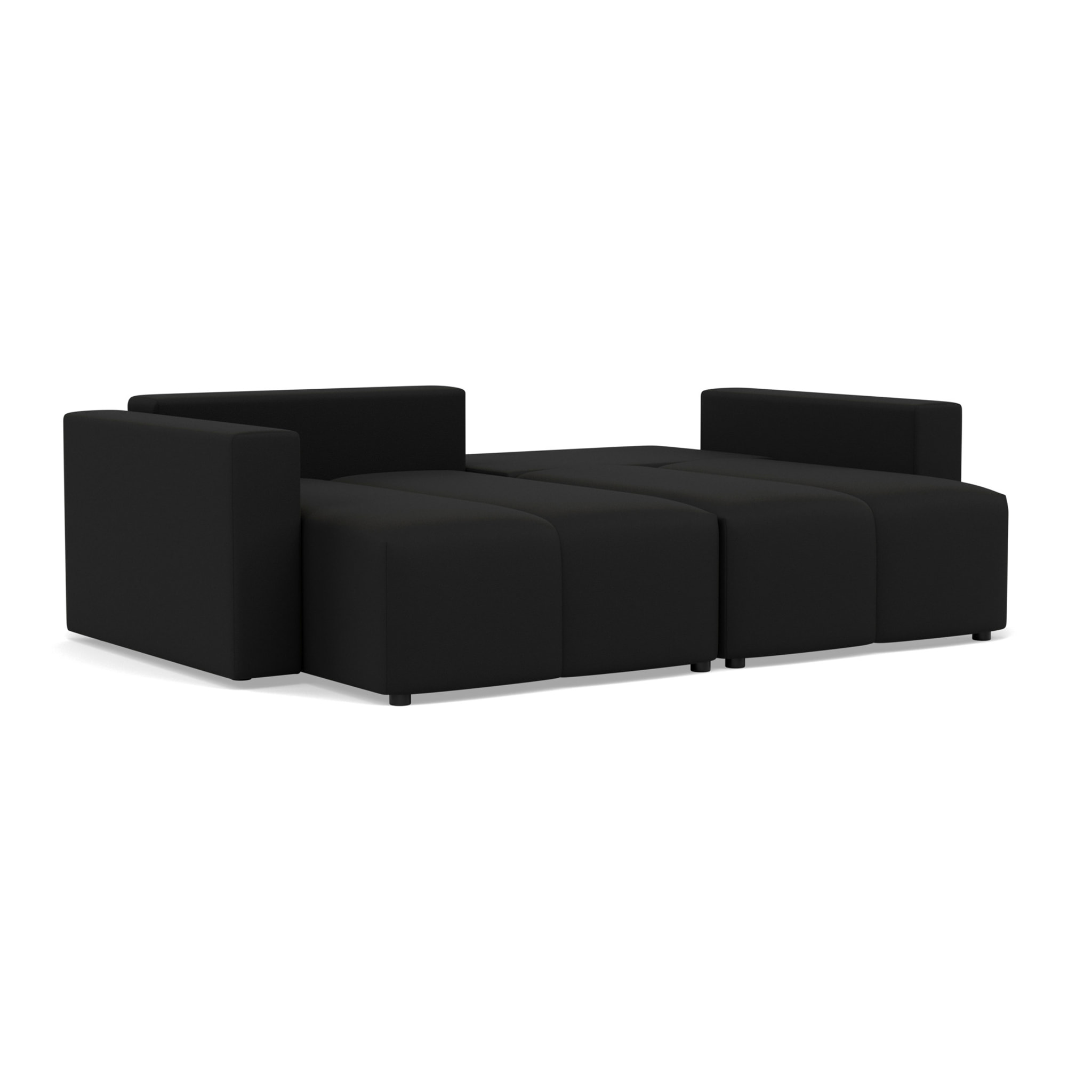 Daryl - canapé d'angle réversible 4 places convertible avec coffre en tissu texturé - Noir