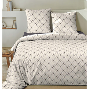 Parure housse de couette coton beige