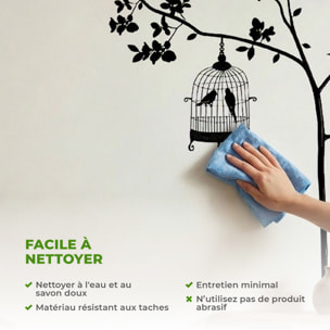 Stickers Muraux décoration adhésifs arbre et cage oiseau