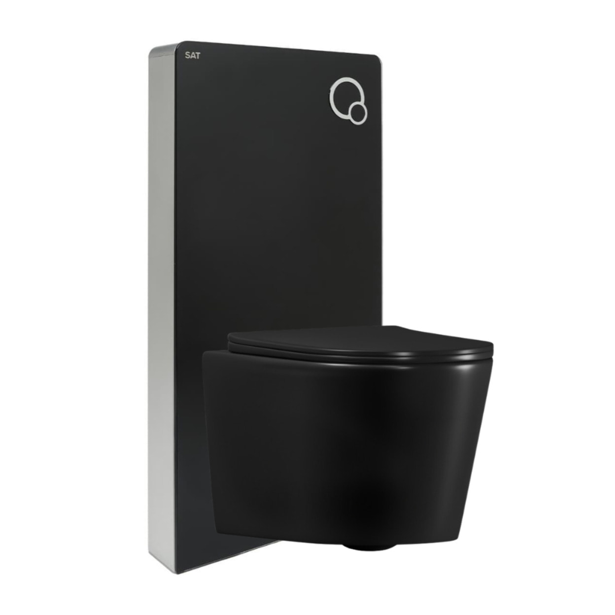 Glass pack WC bâti-support avec plaque de commande + WC suspendu Ceramia sans bride avec abattant SoftClose (STGLBCE14BMT01-FR)