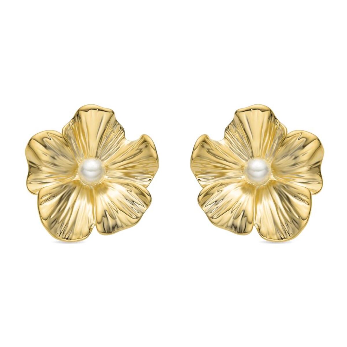 Pendientes con Perla Blanca acabado oro 18k