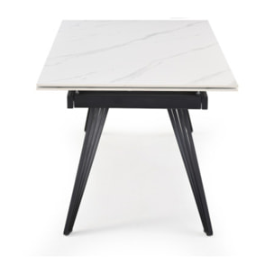 Table extensible en céramique marbre blanc L160/240cm - 9 piètements - UNIK