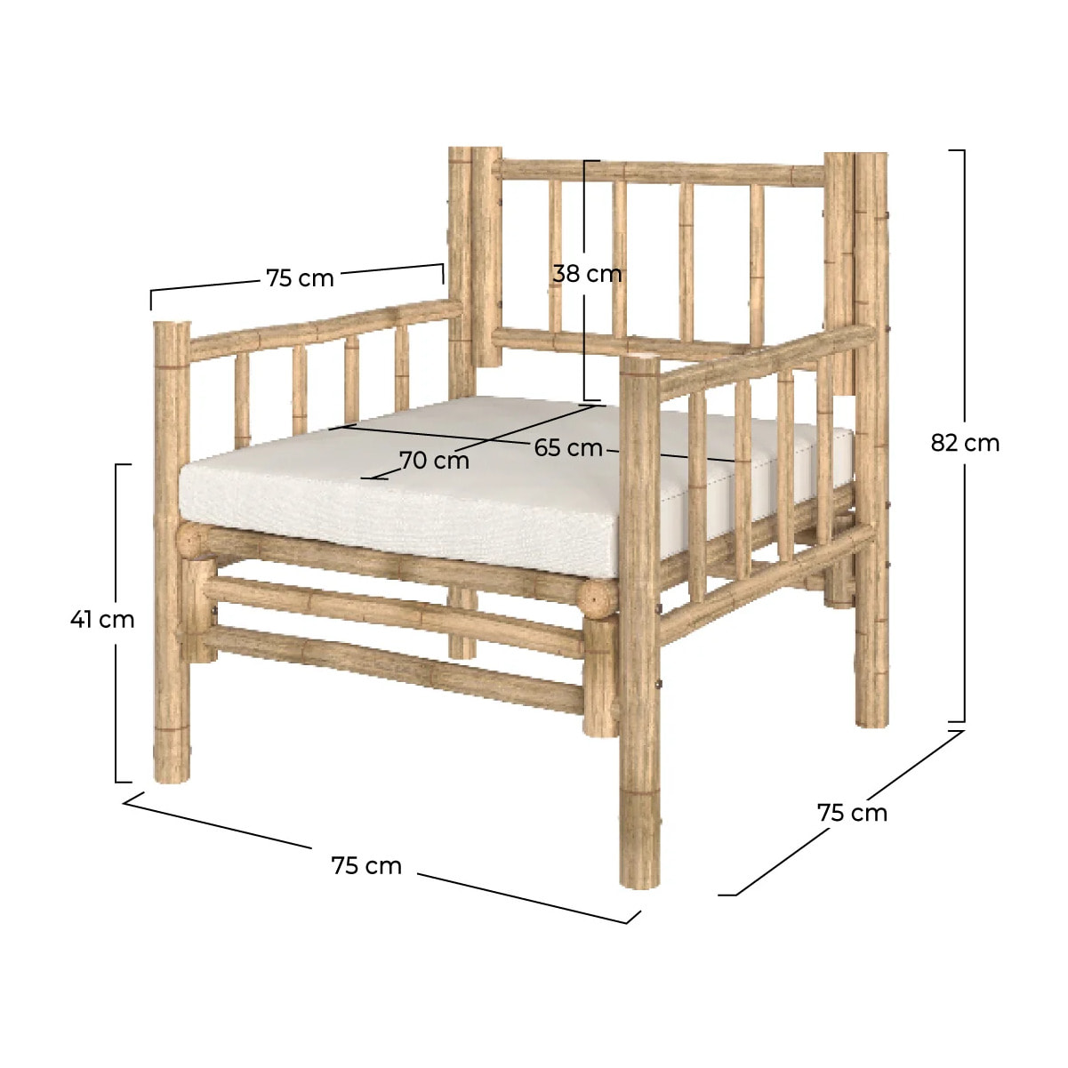 Fauteuil de jardin en bambou naturel - Vadella
