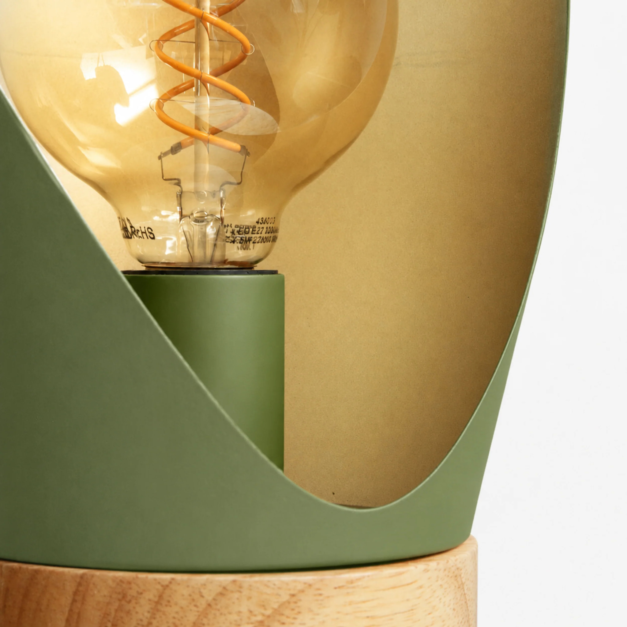 Lampe à poser en métal vert olive et bois H44 cm - Spoon