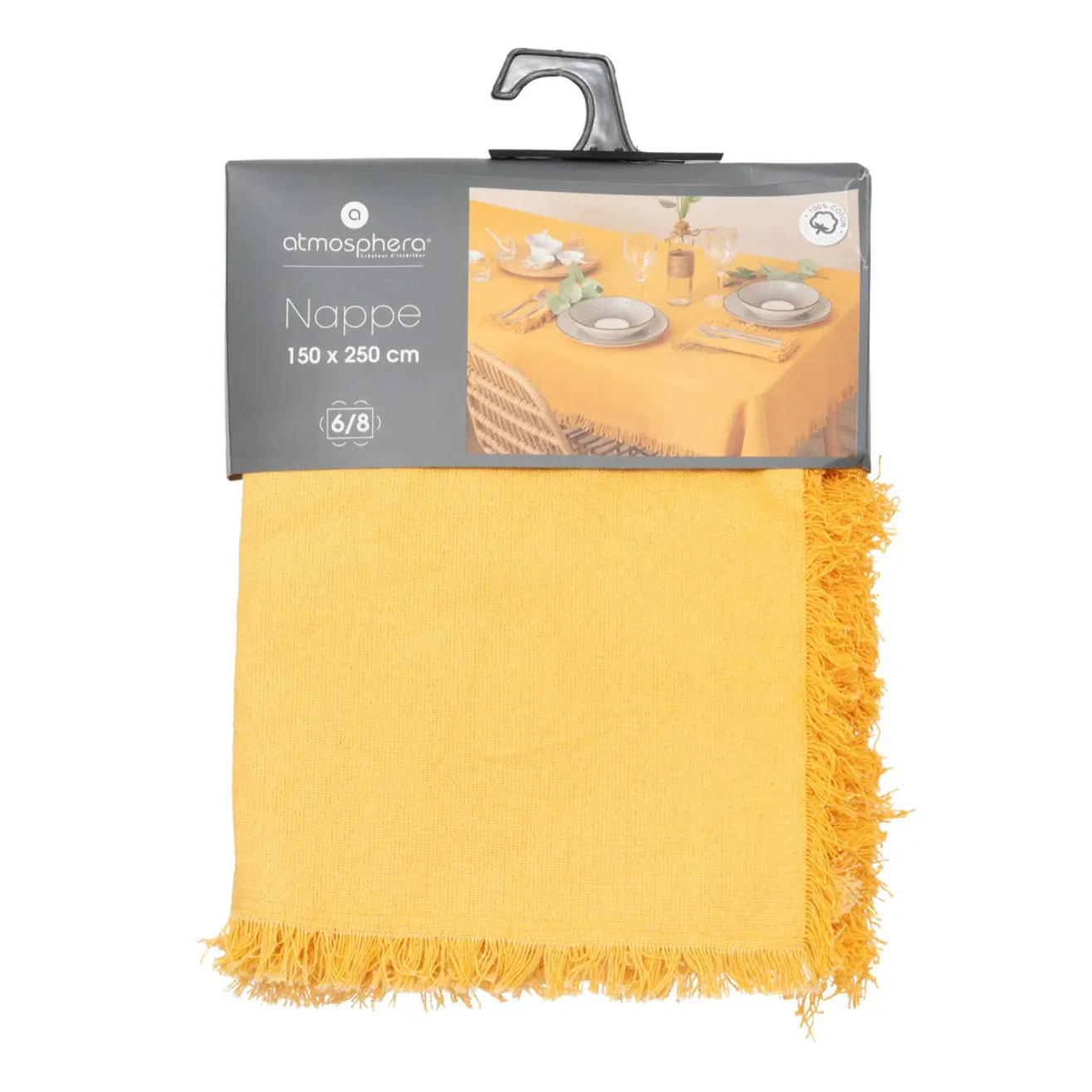 Nappe "Maha" coton jaune moutarde 250x150cm