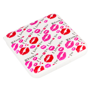 Porta objetos organizador cuadrado slim. Diseño besos.
