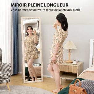 Miroir sur pied ou mural pleine longueur cadre effet travertin
