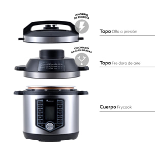 Kit de freidora de aire con olla a presión de 1500w de 6l + spray pulverizador de aceite masterpro