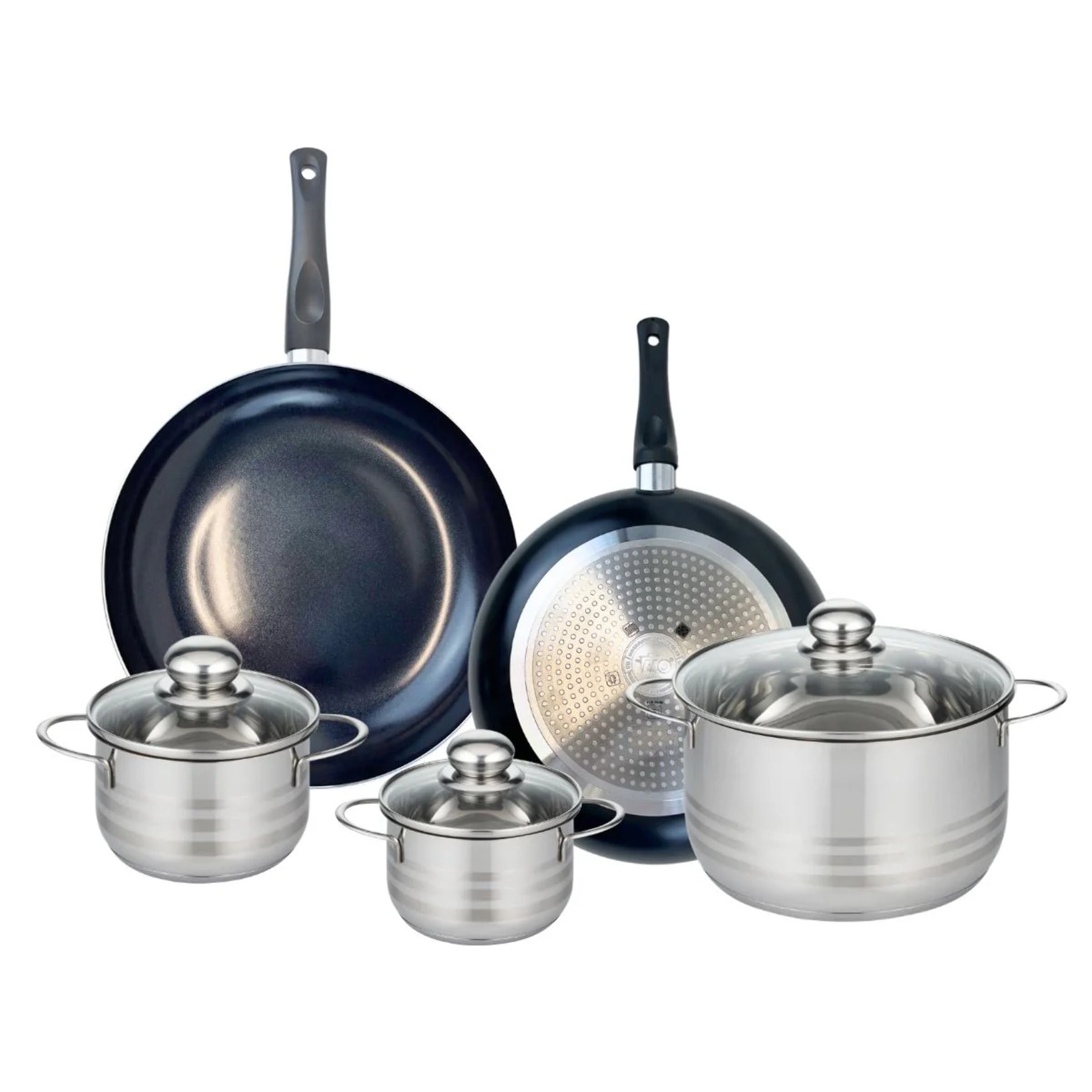 Ensemble de 2 Poêles de cuisson 28 et 32 cm et 3 faitouts 14, 16 et 24 cm Elo Prima Brillant