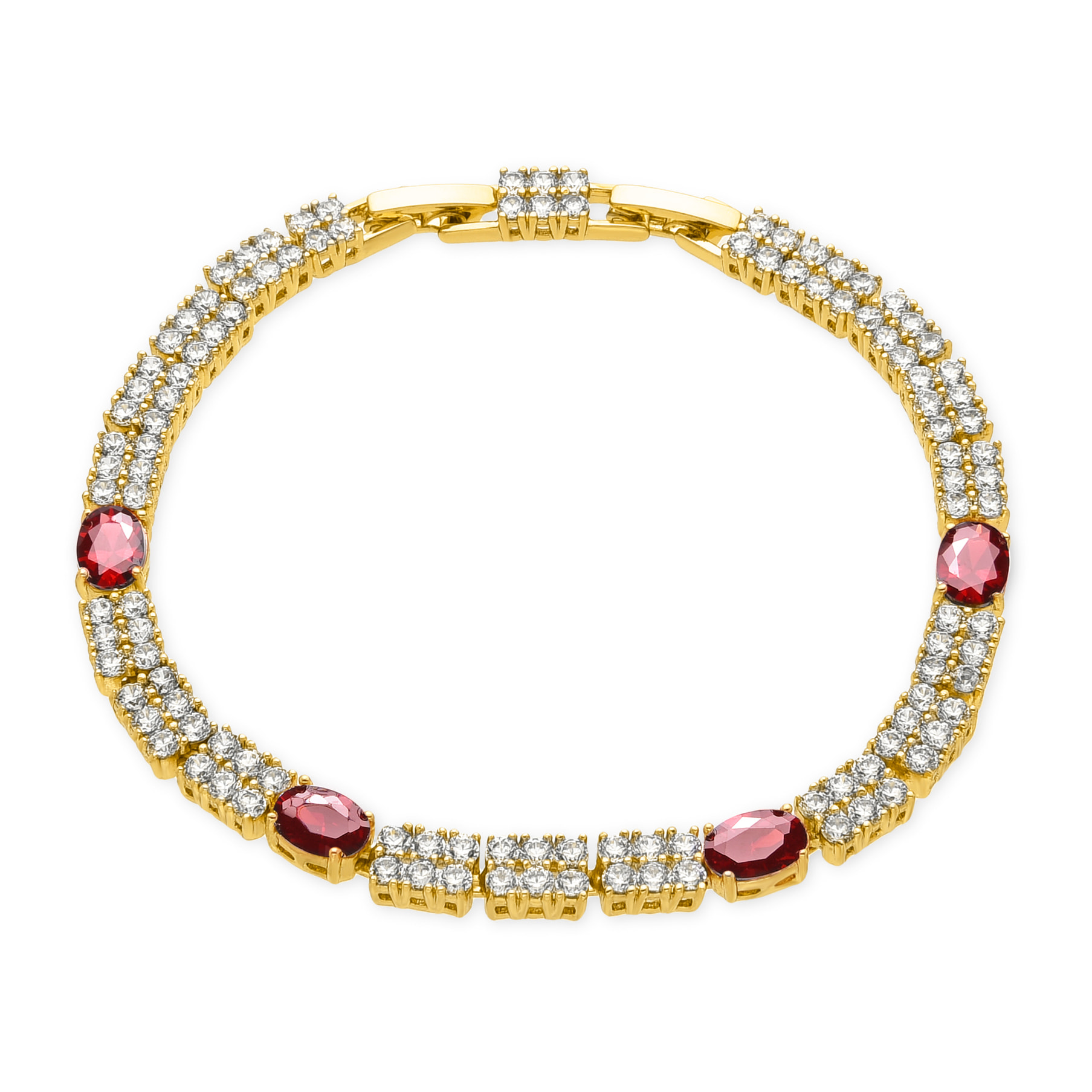 Pulsera con Circonita Rubí acabado oro 18k