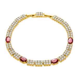 Pulsera con Circonita Rubí acabado oro 18k