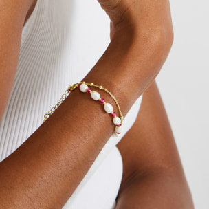 Pulsera de Perla Blanca acabada en oro amarillo de 18K