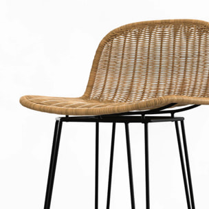 Lot de 2 chaises de bar 76 cm en résine tressée marron - Jigani