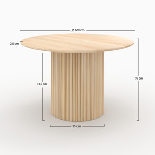 Table ronde 4 personnes en bois de manguier D120 cm - Agathe