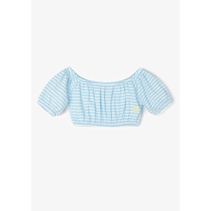 Top de rayas azuladas para niña