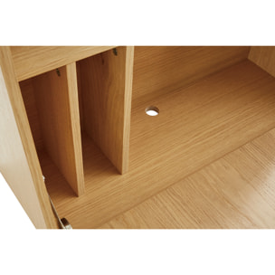 Bureau mural avec rangements scandinave bois clair chêne L78 cm GABIN