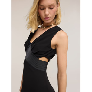 Motivi - Vestido largo en georgette con cut-out - Negro