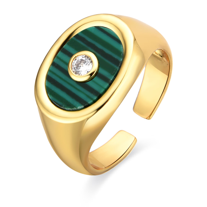 Anillo con Malaquita acabado oro 18k
