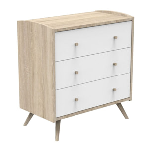 Chambre bébé évolutive Access, Lit 140x70 et Commode à langer - Chêne doré
