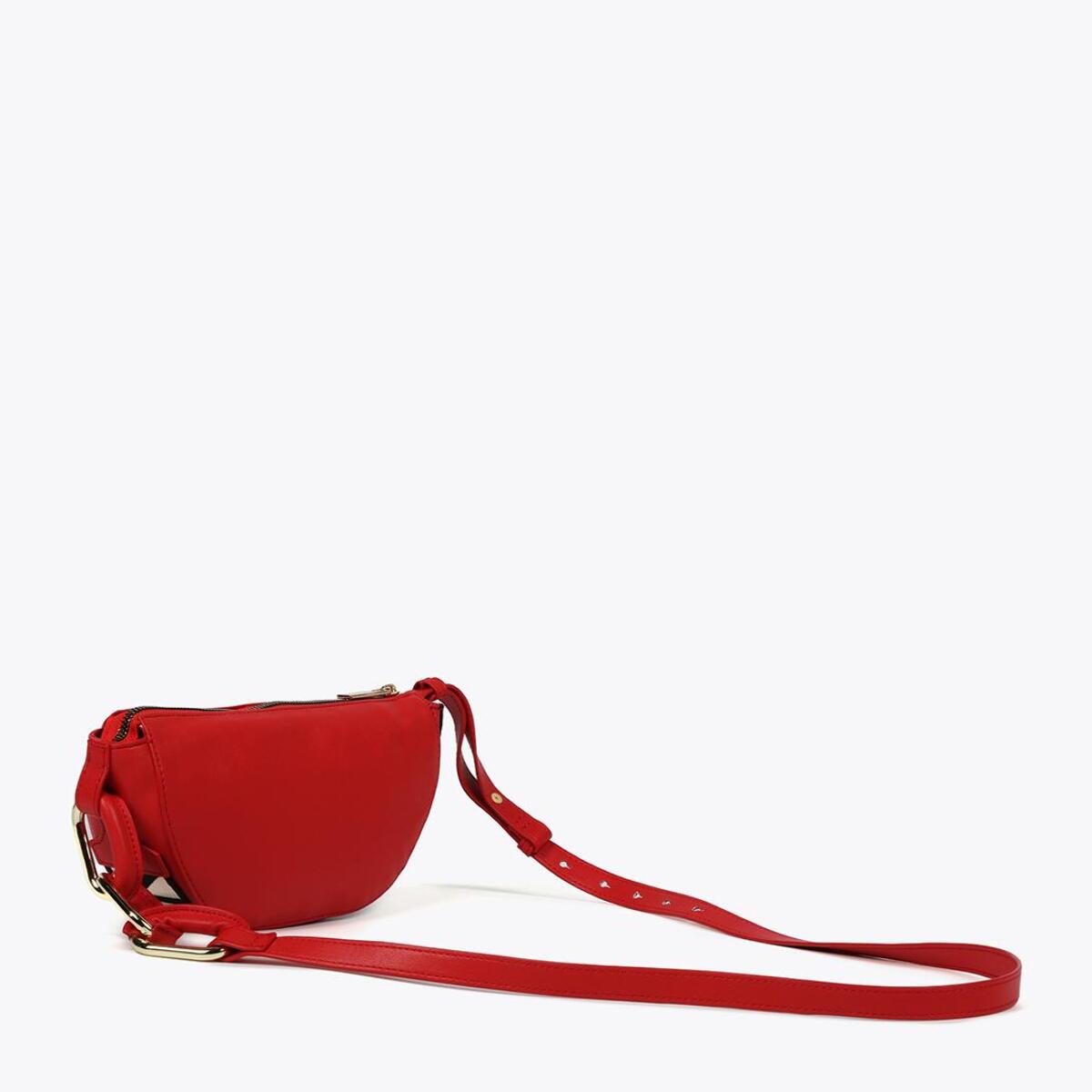 Borsa a tracolla con rondelle e nastro con logo