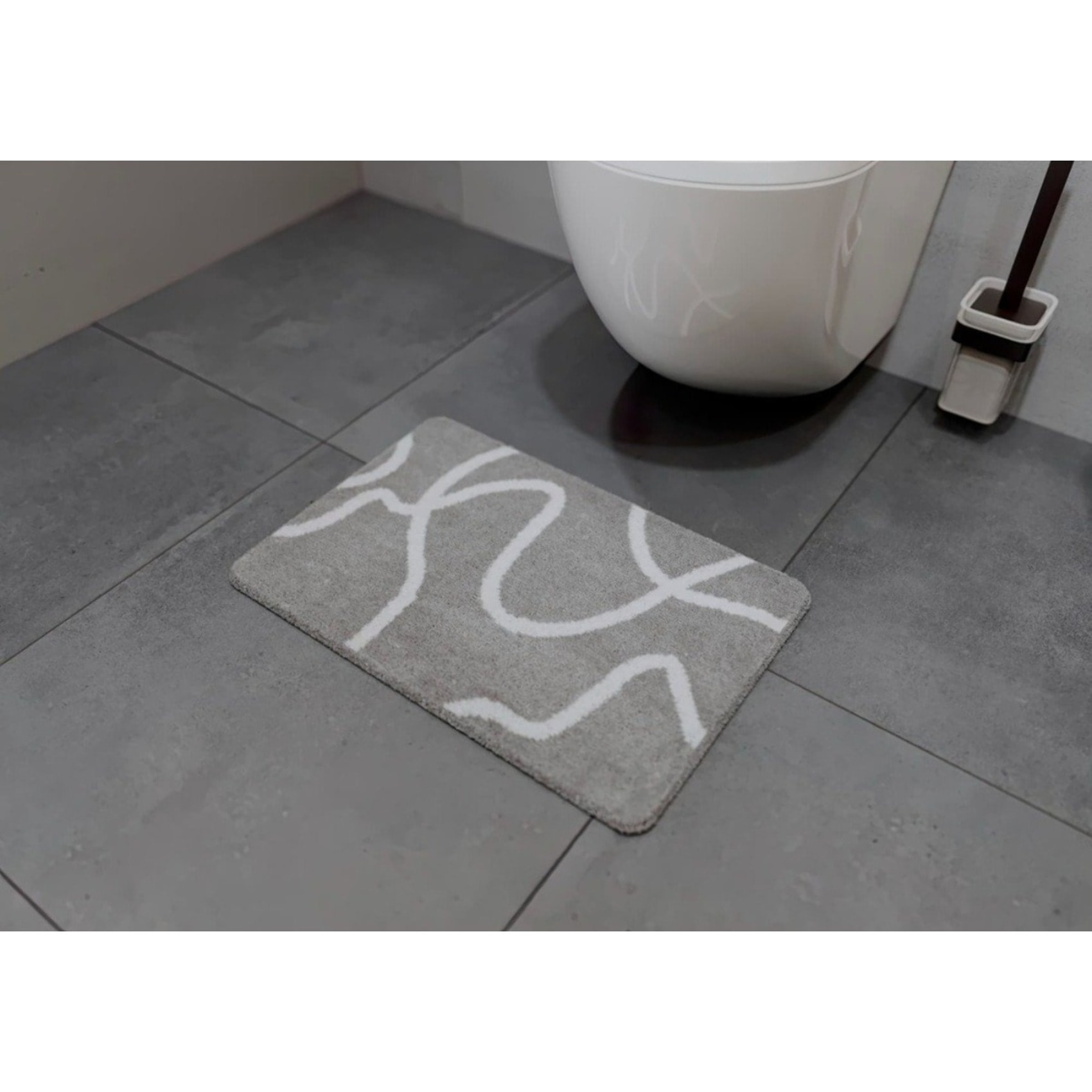 Tapis de salle de bain de 50x40 cm, lavable en machine, gris (SATDPREDWC08SE)