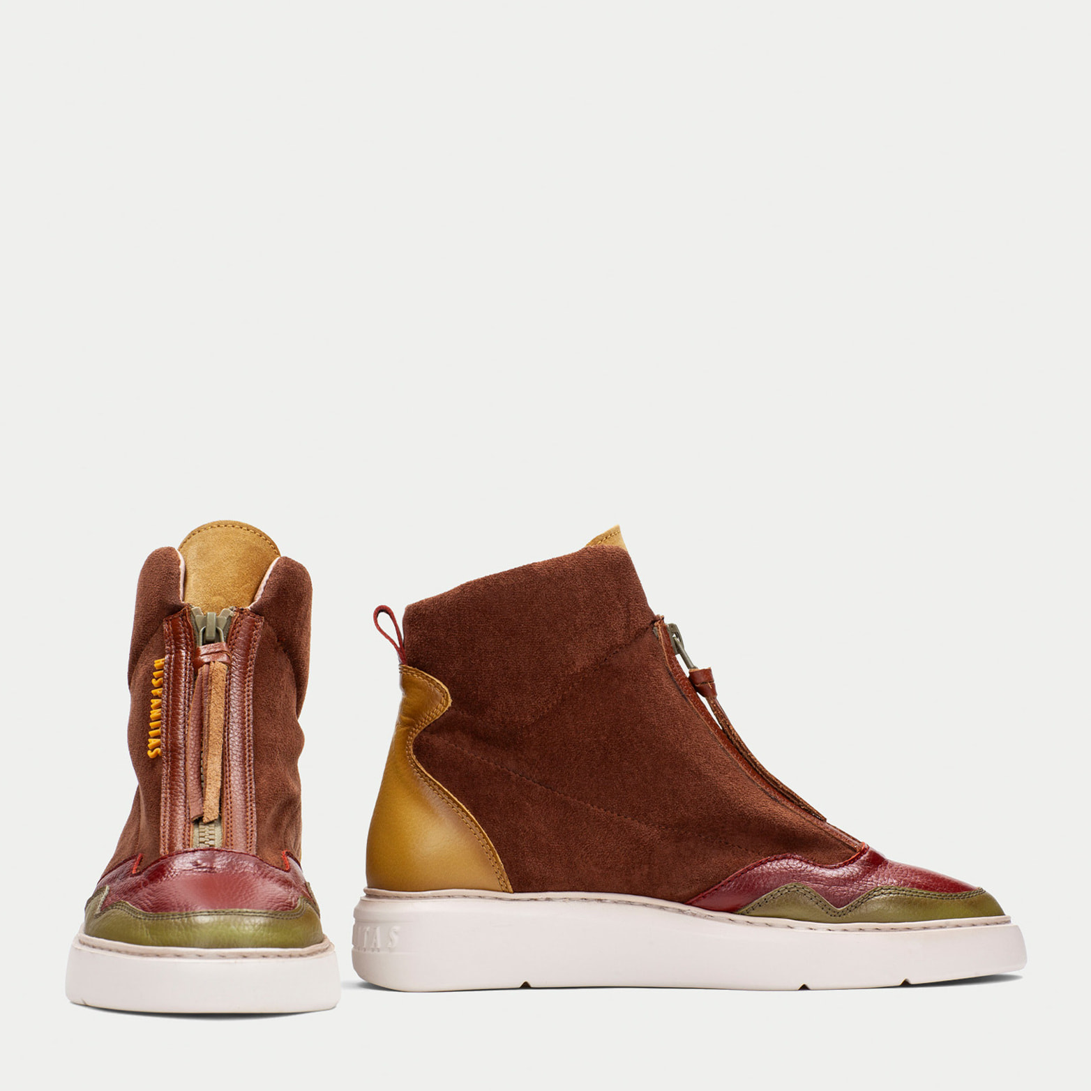 Botin sport Oceania Cuero mostaza oliva 3,5 cm