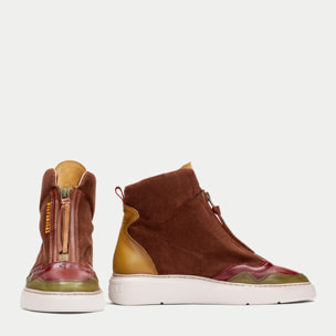 Botin sport Oceania Cuero mostaza oliva 3,5 cm