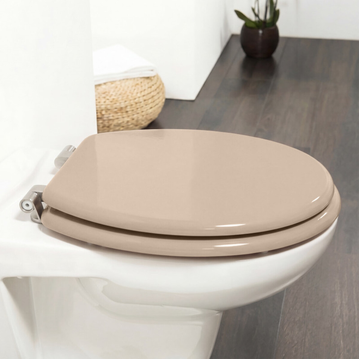 MSV Abattant WC MDF CLEO Beige - Charnières Inox