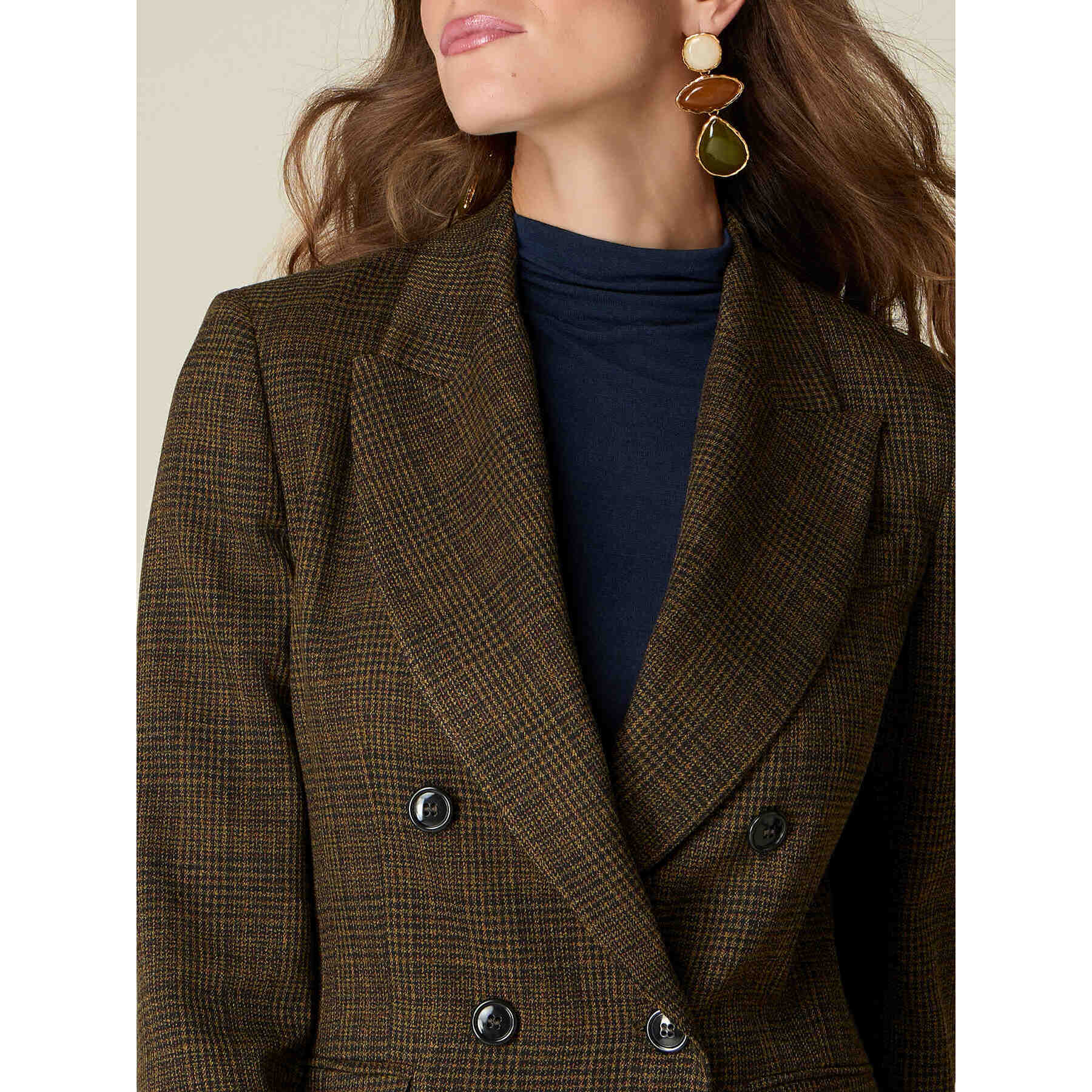 Oltre - Blazer check doppiopetto - Marrone