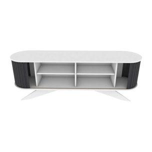 Mobile porta TV Desteve, Credenza da soggiorno, Armadio basso per TV, Base parete attrezzata, 180x43h60 cm, Antracite e Bianco