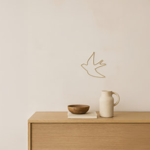 Déco murale Hirondelle fil laiton torsadé - Doré Vieilli