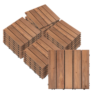 Set 27 Baldosas de Madera 30x30cm con Área de 2,5 m² para Balcón Terraza Jardín