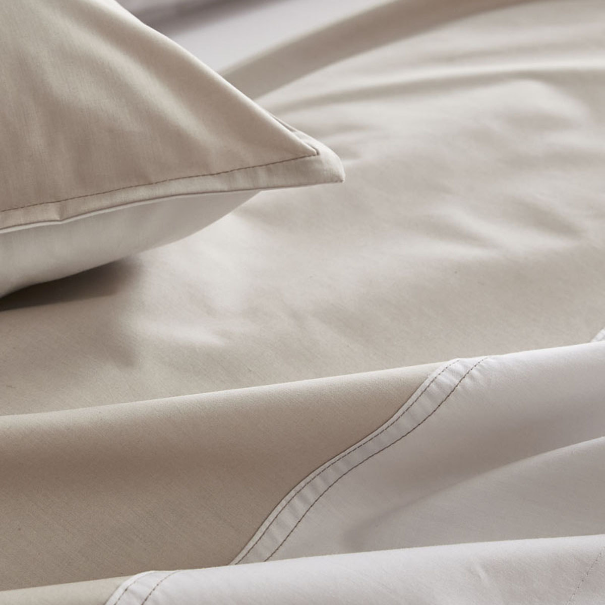 Housse de couette bicolore en percale de coton, RENDEZ-VOUS, Gris perle