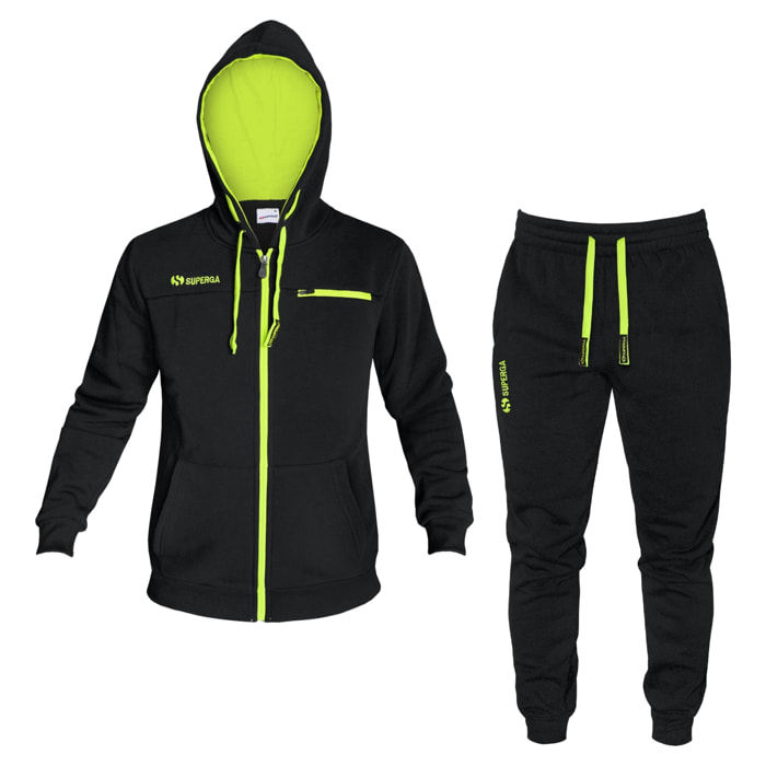 Tuta Uomo SUPERGA Felpata Full Zip Cappuccio Taglie Forti