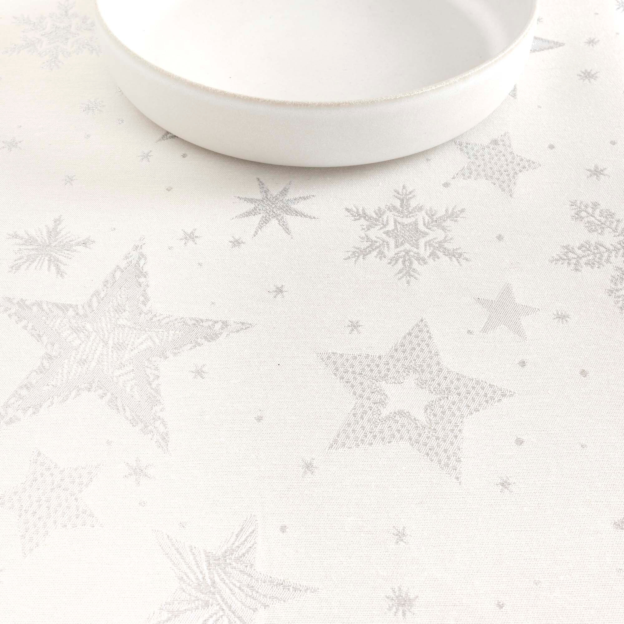 Nappe Anti-tâches Toucher du Tissu Jacquard 31114A Natural Plata Lurex