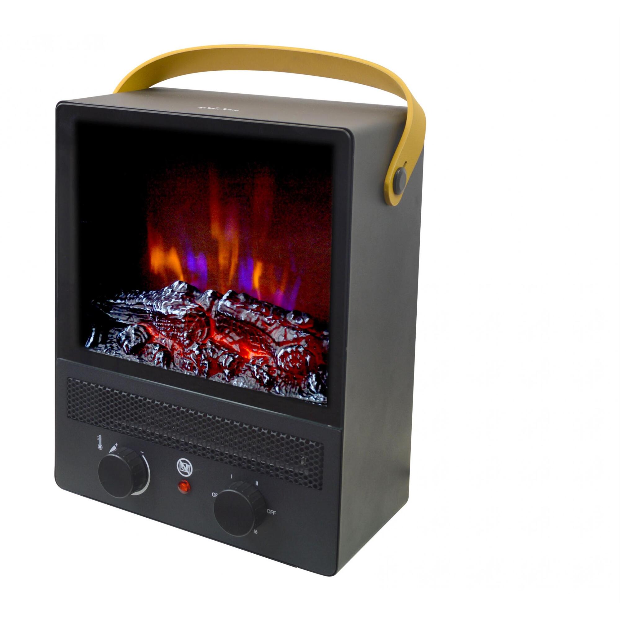 Chimenea eléctrica portátil de acero negro y patas CHE-90 PURLINE