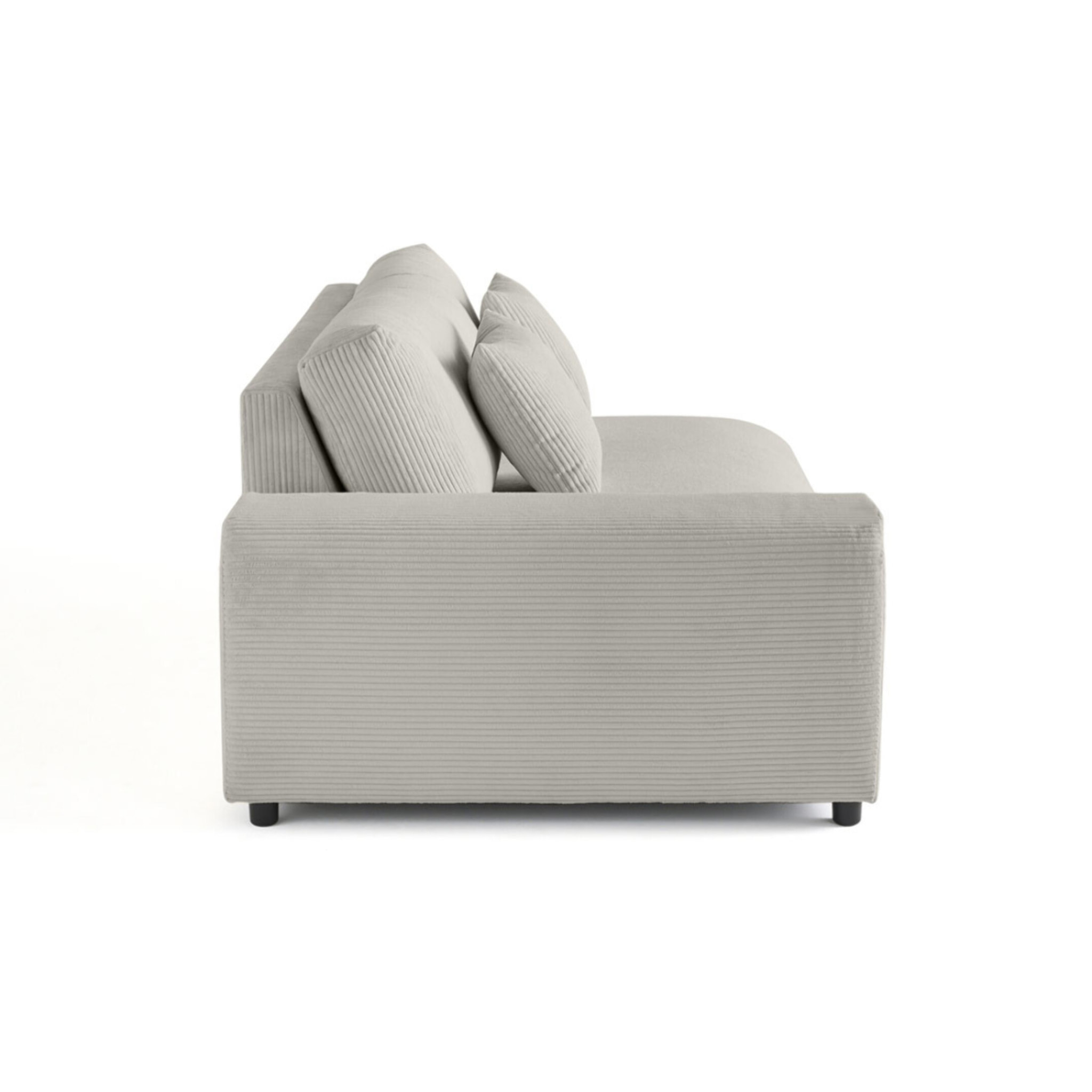 Garance - module d'assise 3 places avec accoudoir gauche - en velours côtelé - Gris clair