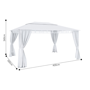 Gazebo Da Giardino 3x4 M Con Tende Laterali Richiudibili Struttura In Acciaio Robusto Copertura Impermeabile 180 g/m² 4 Teli Laterali Esterno Bianco