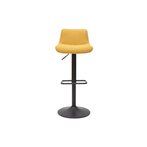 Tabourets de bar réglables pivotants 360° en tissu effet velours texturé jaune moutarde et métal (lot de 2) BOOST