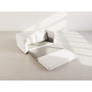 Marilia - Canapé 2 places convertible déplimousse en velours texturé - Beige