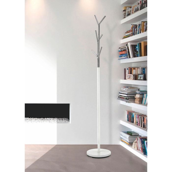 Perchero Árbol metal blanco y cromo 175x31x31 cm