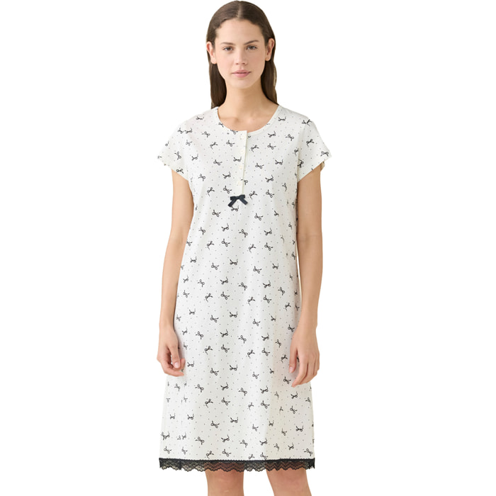 Camicia da notte donna estiva in cotone articolo cherie. Noidinotte
